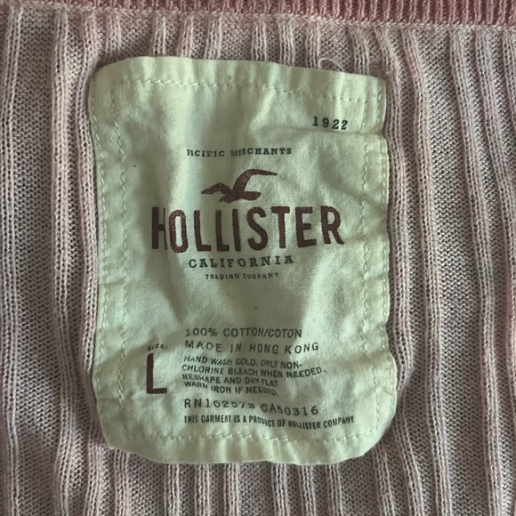 Rare Hollister Y2K vintage pink cable knit 3/4 sleeve Henley top - Picture 11 of 12